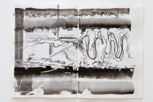 E. Hiepler, Die acht schraegen Striche, Heft A4, Tusche auf Papier