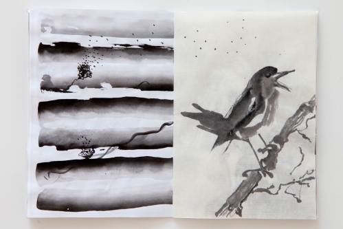 E. Hiepler, Stimmt der Schwerpunkt, Heft A5, Tusche auf Papier