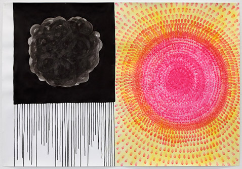 Tusche, Aquarell, Pigmentpulver, 150 x 100 cm