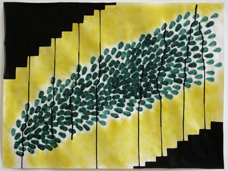 Aquarell, Tusche, Pigmentpulver, 80 x 60 cm