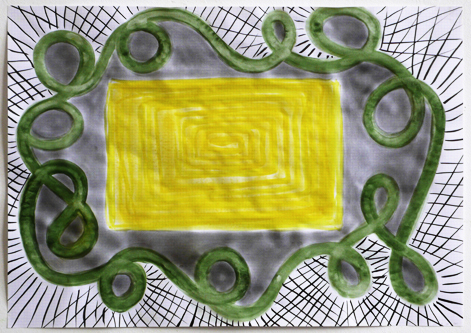 Aquarell, Tusche, Graphitpulver, 61 x 43 cm