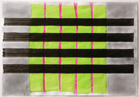 Aquarell, Tusche, Graphitpulver, 64 x 46 cm