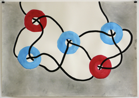 Aquarell, Tusche, Graphitpulver, 100 x 70 cm