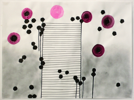 Aquarell, Tusche, Graphitpulver, 80 x 60 cm